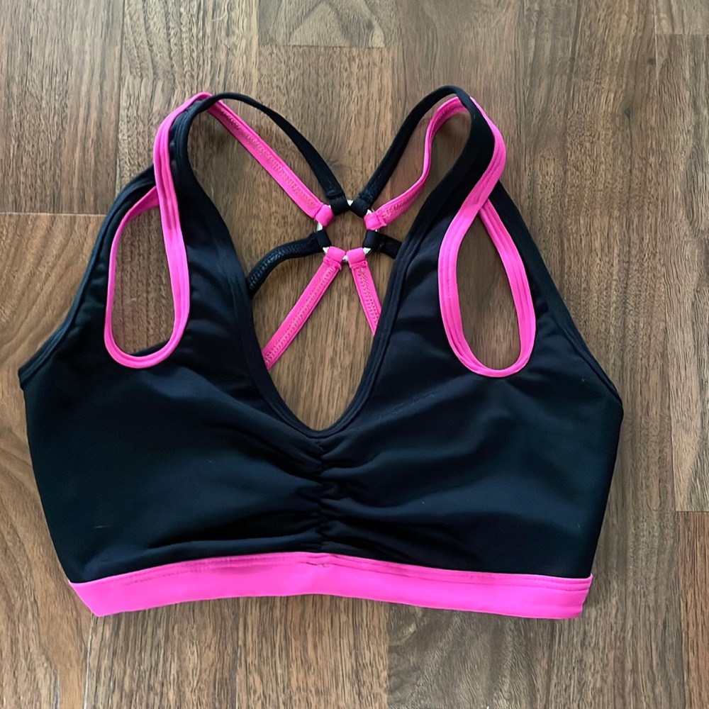 As Kitty PoleFit pole dance sports bra. Black and pink. XS